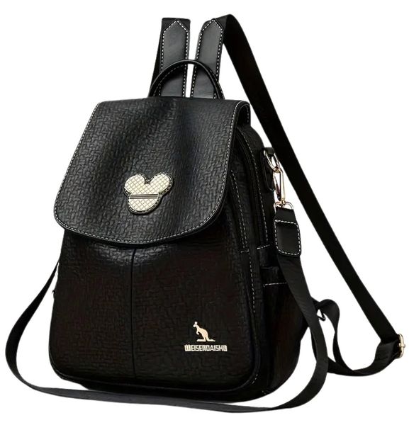 Plecak damski czarny skórzany elegancki miejski 2w1 torba na ramię zdjęcie 6