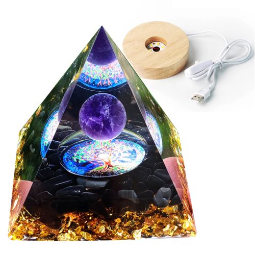 Piramida ORGONIT +LED Lampka PODSTAWA 5cm KRYSZTAŁ KAMIENIE AMULET 5cm HX03 na Arena.pl