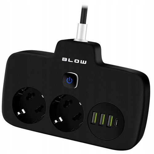 PRZEDŁUŻACZ ROZDZIELACZ ROZGAŁEŹNIK 2 GNIAZDA WŁĄCZNIK LISTWA 3x USB USB-C na Arena.pl
