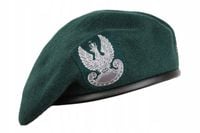 Beret Wojskowy Tłoczony WP Polski z Orłem - Wojsk Lądowych Zielony rozm. 56