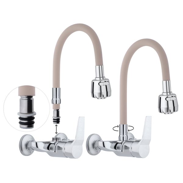 Bateria kuchenna ścienna elastyczna wylewka kran zdjęcie 7