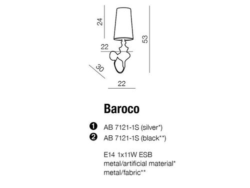 Kinkiet BAROCO MC681-2 Azzardo +LED na Arena.pl