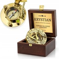 Mosiężny kompas zegar słoneczny szkatułka GRAWER