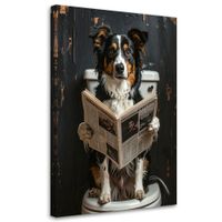 Obraz nowoczesny do łazienki wc pokoju, Humor Pies czytający