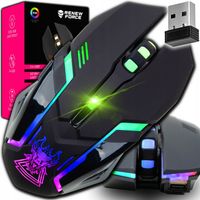 Myszka Bezprzewodowa Gamingowa do Laptopa Komputera RGB Mysz 2.4GHz 3200dpi