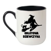 KUBEK "ODLOTOWA DZIEWCZYNA" Wzór - Elegant Coffee Czarny 330 ml