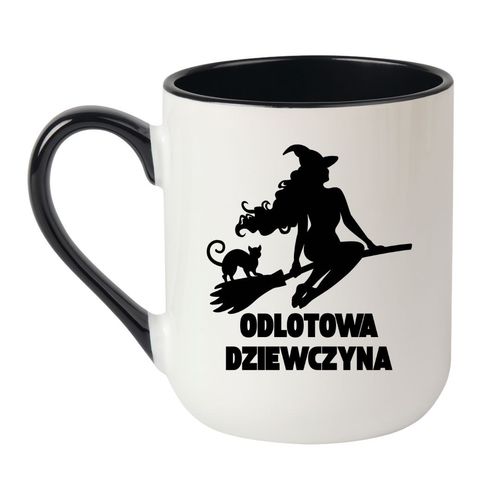 KUBEK "ODLOTOWA DZIEWCZYNA" Wzór - Elegant Coffee Czarny 330 ml na Arena.pl
