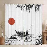 Zasłony Japońskie Ukiyoe Hokusai Słońce Rybak na Przelotkach 132x228 cm