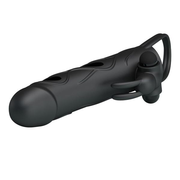 PRETTY LOVE - PENIS SLEEVE WITH BALL STRAP vibration BLACK zdjęcie 8