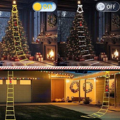 ŚWIĄTECZNE LAMPKI LED DRABINKA ŚWIĘTEGO MIKOŁAJA 8 TRYBÓW 160 CM na Arena.pl