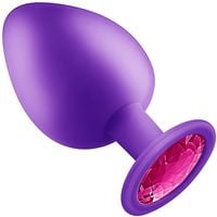 KOREK ANALNY Z KRYSZTAŁEM CIEPŁY SILIKON - rozmiar M FIOLETOWY