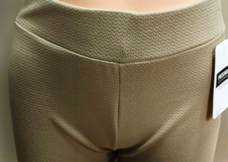 Spodnie damskie elastyczne HIT wzorek bawełna wysoki stan 2/3XL BEŻOWE zdjęcie 3