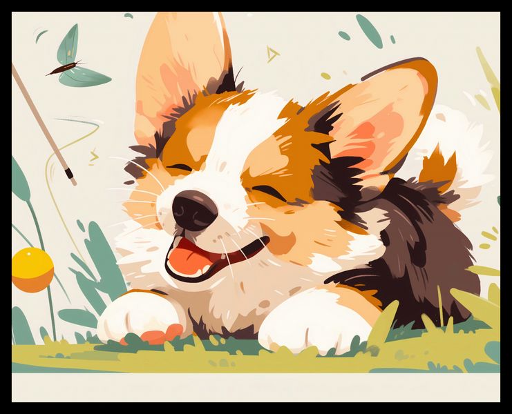 Plakat 50x40cm Beztroski Corgi zdjęcie 2
