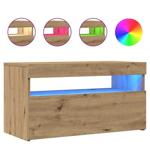 Szafka pod TV z oświetleniem LED, dąb artisan, 75x35x40 cm na Arena.pl