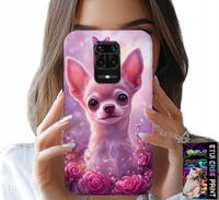 ETUI DO XIAOMI NOTE 9 PRO / 9S - SŁODKA CHIHUAHUA NA RÓŻOWYM TLE KWIATAMI