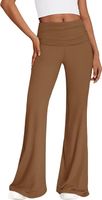 Spodnie damskie szerokie nogawki eleganckie legginsy brązowe XL yoga
