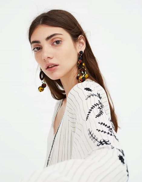 PULL & BEAR KREMOWY KOMBINEZON PASKI HAFTY (M) zdjęcie 3