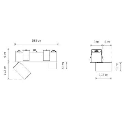 Regulowany wpust sufitowy Mono 10465 metalowe tuby białe zdjęcie 3