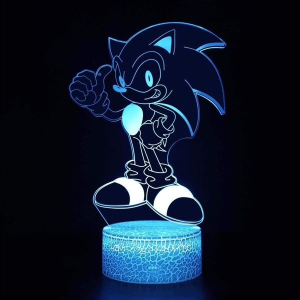 Lampka 3D nocna led usb Mały Sonic z bajki zdjęcie 8