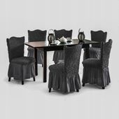 POKROWCE NA KRZESŁA 6 PCS. CZARNE Y479