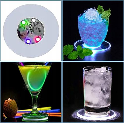 Podstawka Naklejka LED pod Butelkę Szklankę Kubek Zestaw 10 szt. na Arena.pl