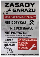 TABLICZKA ZASADY GARAŻU ALUMINIOWA ROZMIAR 30x20cm TRWAŁA