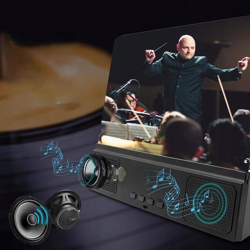 Szkło Powiększające Lupa 3D Ekran 12 Głośnik Bluetooth 2w1 Składany Uchwyt na Arena.pl