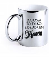 Elegancki złoty srebrny Kubek z grawerem PREZENT DLA DZIADKA NA ŚWIĘTA