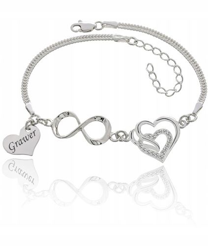 Bransoletka srebrna damska Serce Nieskończoność na Arena.pl