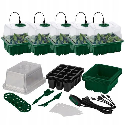 PARKSIDE 5x Zestaw do Uprawy Sadzonek LED 33 el. Timer 60 Miejsc, Akcesoria na Arena.pl