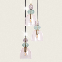 Lampa Wisząca Sufitowa Złota Nowoczesna Żyrandol Szklana Pudrowy Róż 3*E14