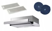 Srebrny okap kuchenny teleskopowy podszafkowy Marin 60cm Inox+filtr węglowy
