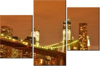 60 90CM OBRAZ 3 ELEM BROOKLYN BRIDGE WTC ŚCIENNY DRUK PŁÓTNO