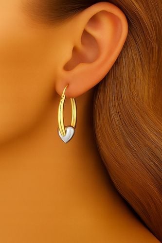 Złote Kolczyki 585 Wiszące Gładkie Okrągłe z Sercem Dla Kobiety Grawer na Arena.pl