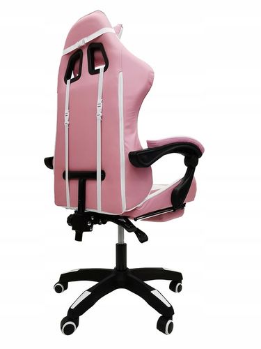 FOTEL GAMINGOWY GRACZA BIUROWY KOMPUTEROWY MASAŻ PODNÓŻEK KG104 RÓŻOWY na Arena.pl
