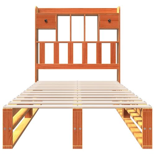 Łóżko z regałem, bez materaca, woskowy brąz, 75x190 cm, sosnowe na Arena.pl