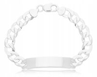 Bransoletka srebrna męska z blaszką szeroka + Grawer pr.925 23 cm