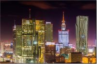 100 70CM OBRAZ PŁÓTNO DOM KULTURY NOCĄ PŁÓTNO RAMA