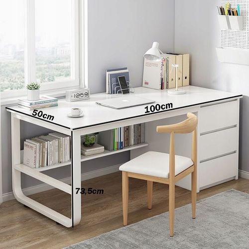 BIURKO KOMPUTEROWE MŁODZIEŻOWE BIAŁE STYL SKANDYNAWSKI DUŻE PÓŁKI na Arena.pl
