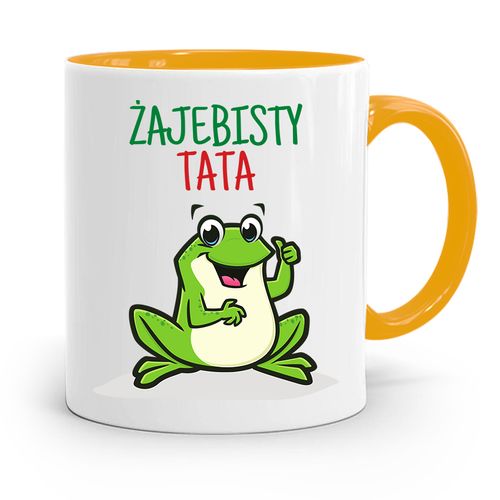 Kubek Żółty Prezent Dzień Ojca Żajebisty Tata Z Nadrukiem Ze Zdjęciem na Arena.pl