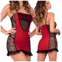 SEKSOWNA KOSZULKA NOCNA Z FALBANKĄ + STRINGI XS