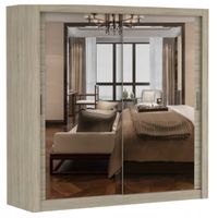 Szafa przesuwna MILAN 200x64 SONOMA/SONOMA+LUSTRO półki pojemna PRODUCENT