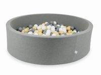 Suchy basen szary 130x40 z piłeczkami 700 sztuk (białe, szare, beżowe)