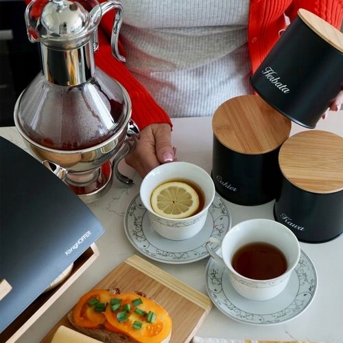 Zestaw CHLEBAK BAMBUSOWY + 3x Puszka KAWA HERBATA CZARNY Konighoffer Cosmic na Arena.pl