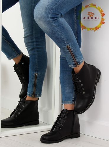 Botki sznurowane czarne 3085 BLACK - 41 na Arena.pl