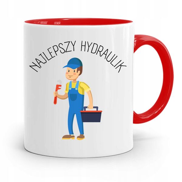 Kubek Czerwony Prezent Dla Hydraulika Najlepszy Z Nadrukiem Ze Zdjęciem zdjęcie 1