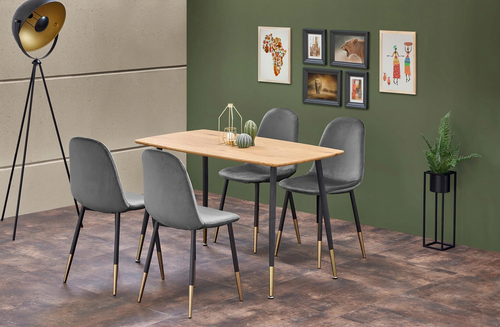 Krzesło tapicerowane popiel popielaty welur złoto na Arena.pl