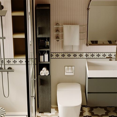 Regał Łazienkowy Stojący Szafa Czarny Loft Szafka Półka Słupek Wysoki 182cm na Arena.pl