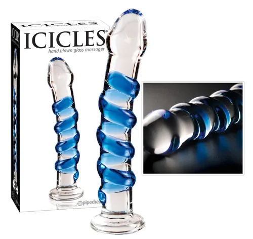 icicles model 24 szklana maszyna intymna zakrzywiona z wypustkami 18,5 cm na Arena.pl