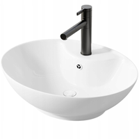 UMYWALKA NABLATOWA OWAL CERAMICZNA BIAŁA STAWIANA POŁYSK Z OTWOREM PRZELEW